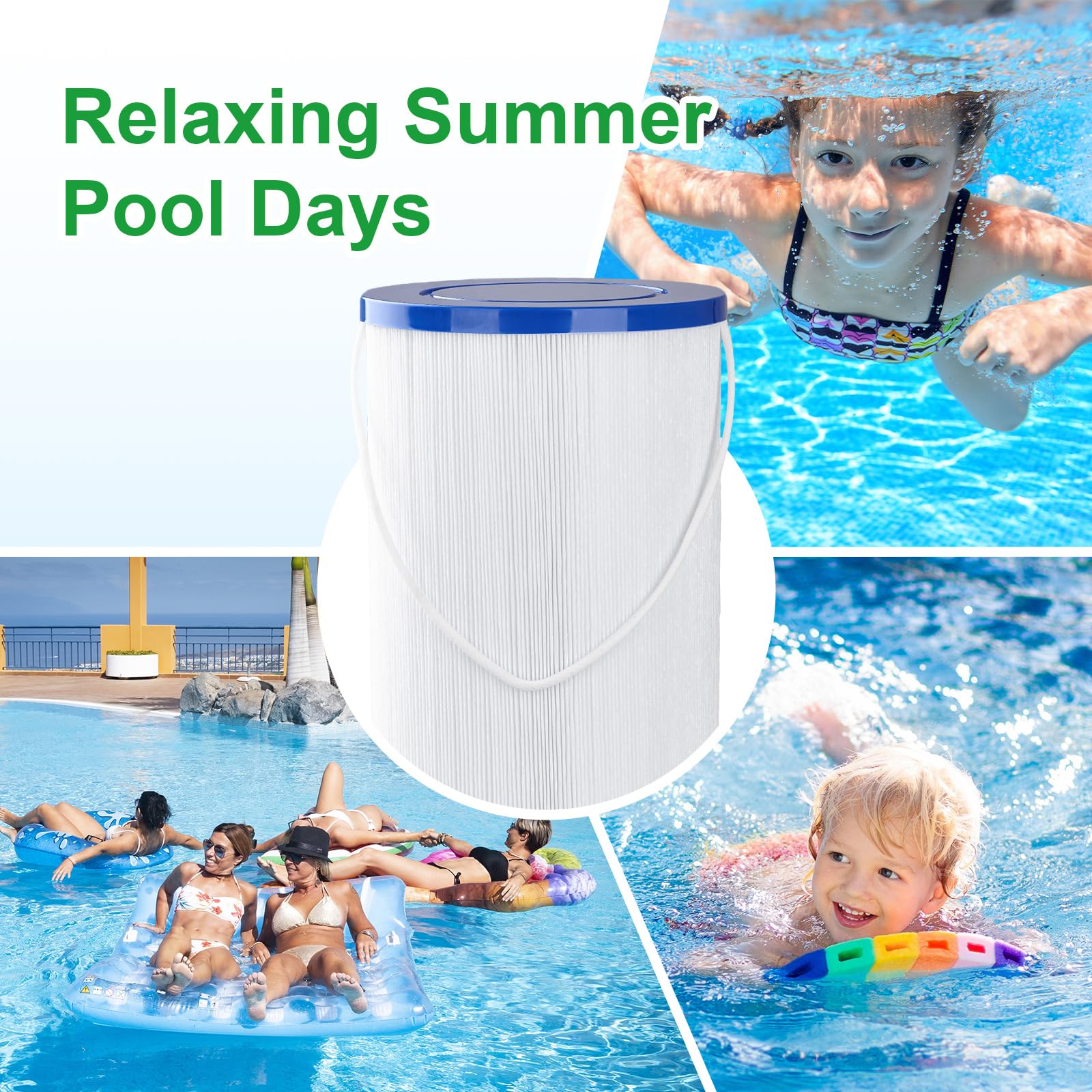 Ying-ti FC-2402 spa filter with closed top and string handle simplifies handling