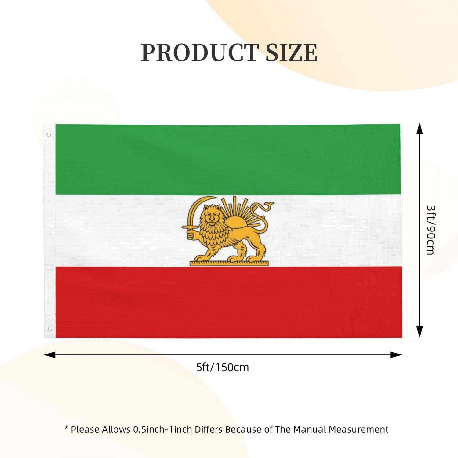 YINGFAN Iran flag with double-stitched edges on durable polyester fabric.