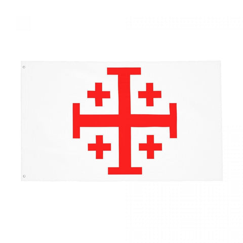 YINGFAN Jerusalem Cross flag 3x5ft, vivid, UV-resistant for outdoor display.