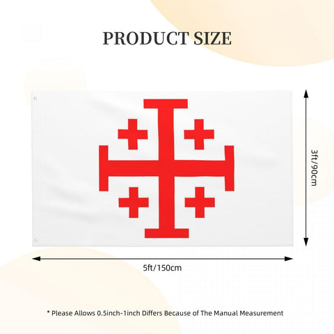 YINGFAN Jerusalem Cross flag double-stitched for lasting durability.