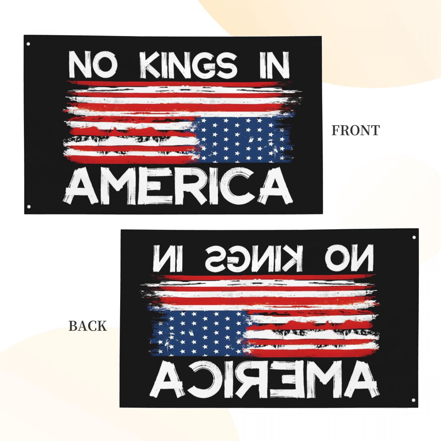 YINGFAN No Kings in America flag double stitching for reinforced edges