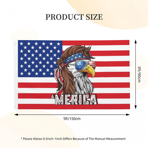 YINGFAN Patriotic banner with brass grommets for durable wall or pole hanging.