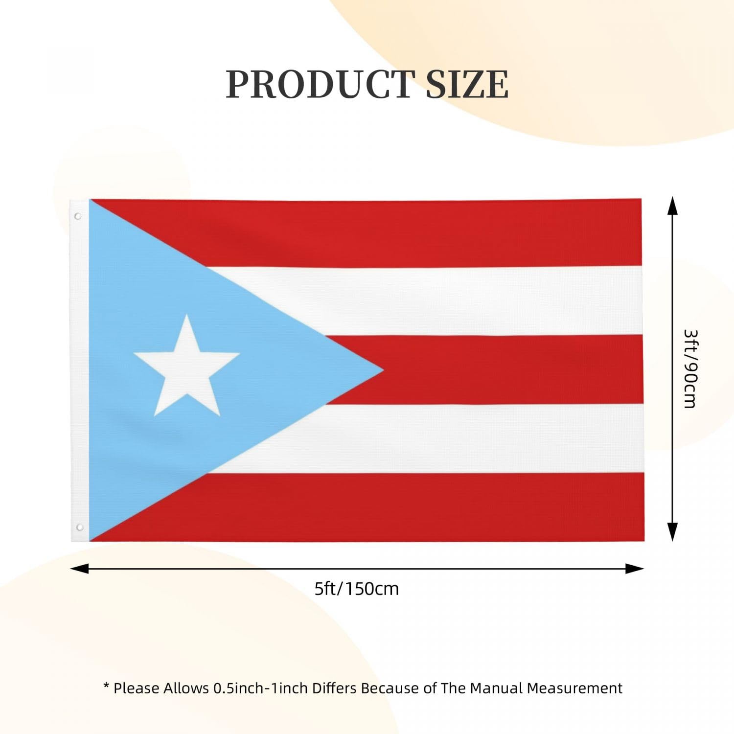 YINGFAN Puerto Rico flag with double-stitched edges for durability
