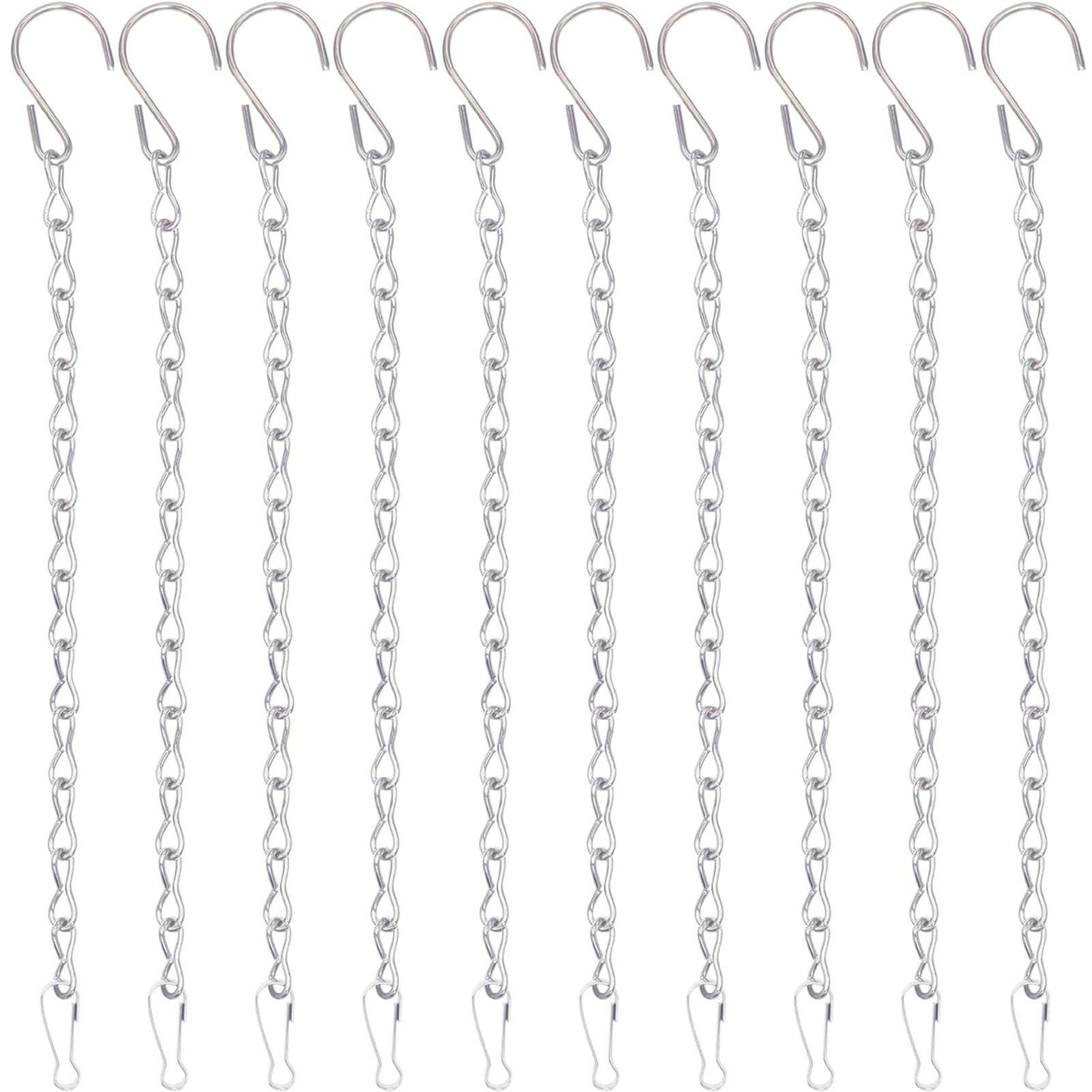 YINGFENG 9.5-inch silver hanging chain with hook and clip for adjustable outdoor use.