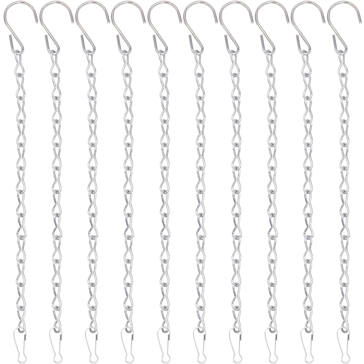 YINGFENG 9.5-inch silver hanging chain with hook and clip for adjustable outdoor use.