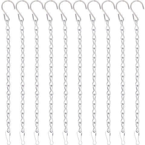 YINGFENG 9.5-inch silver hanging chain with hook and clip for adjustable outdoor use.