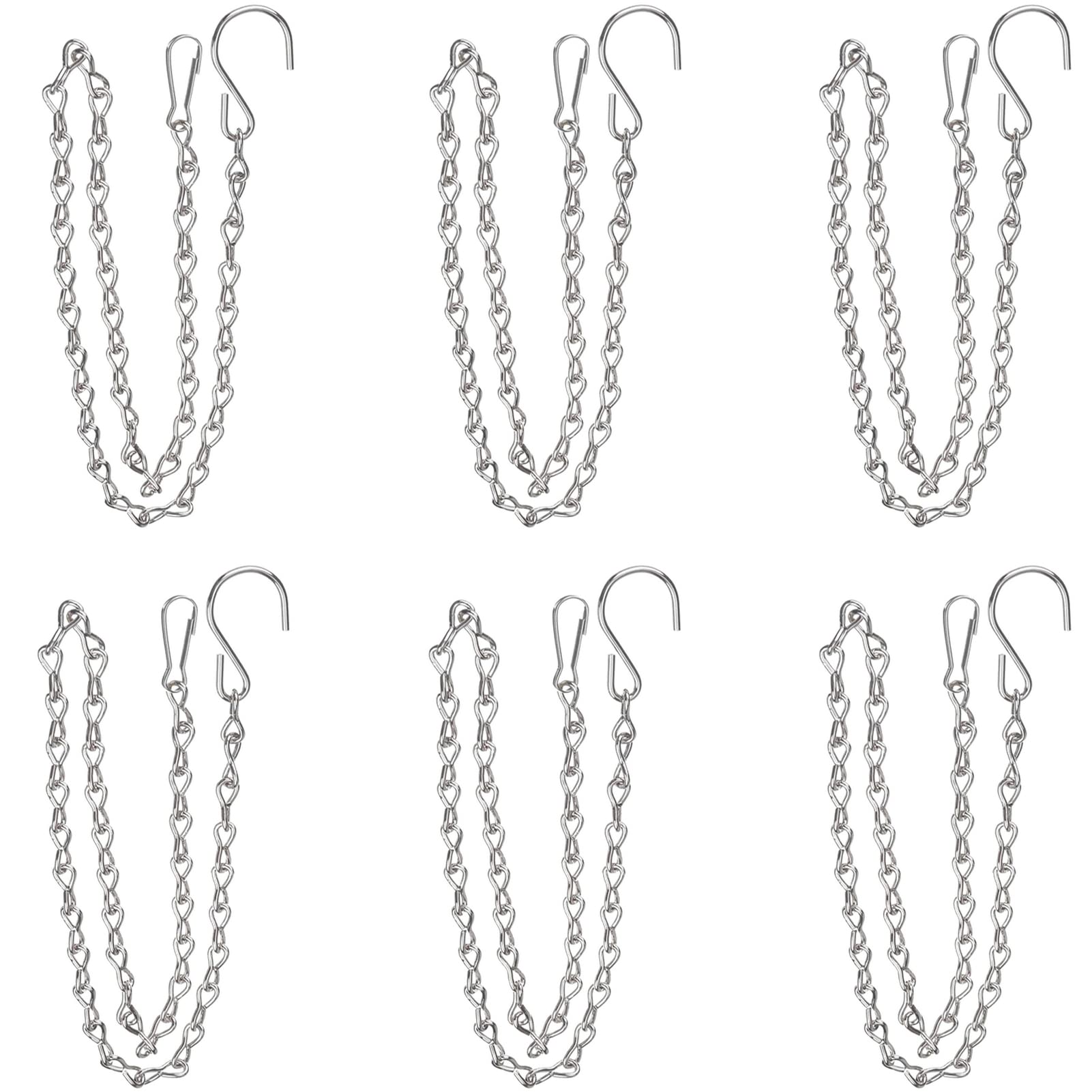 YINGFENG six-pack 19.7-inch silver hanging chain with hooks for bird feeders
