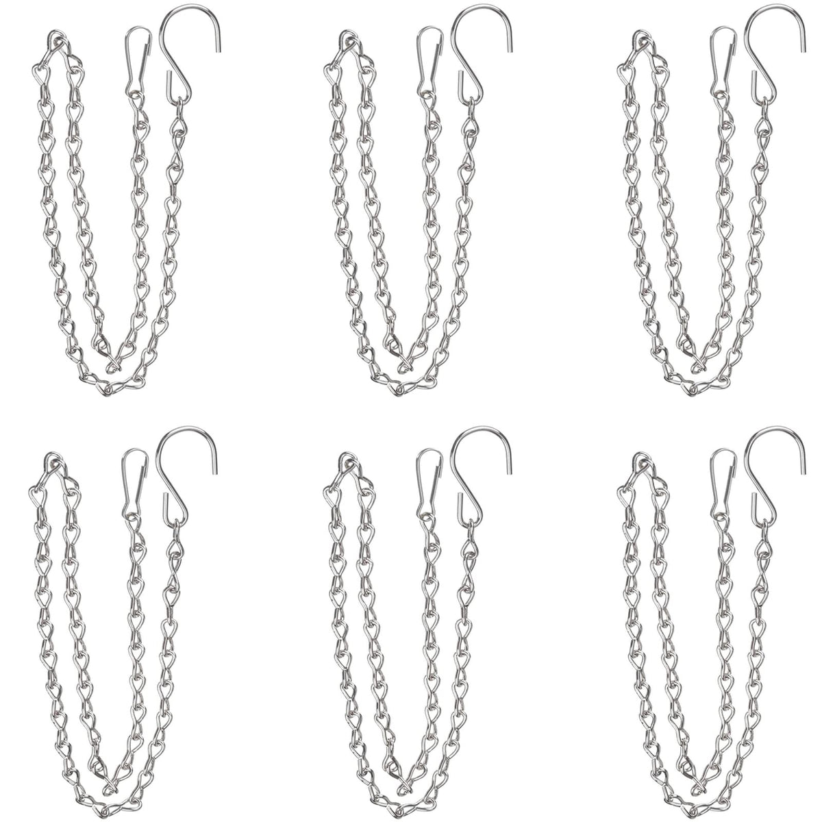 YINGFENG six-pack 19.7-inch silver hanging chain with hooks for bird feeders