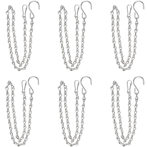 YINGFENG six-pack 19.7-inch silver hanging chain with hooks for bird feeders