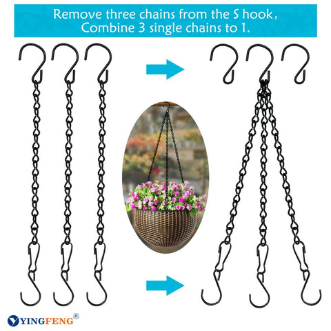 Adjustable-length hanging chain adapts to different feeders and planters.