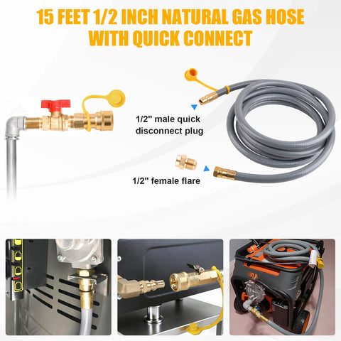 YINGKESI outdoor grill setup showing flexible gas hose reach