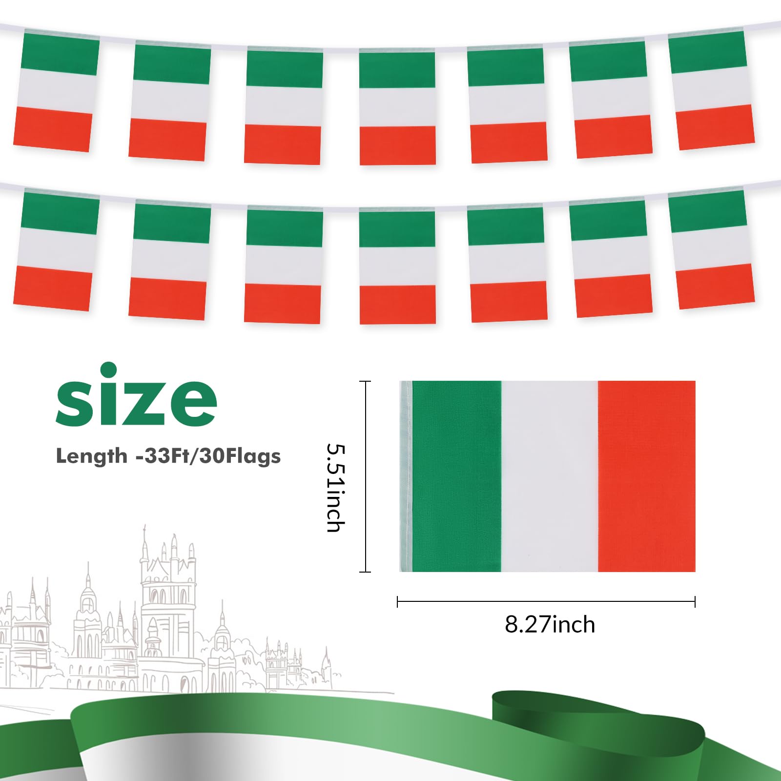 Yingnner mini Italy flags banner easy display in classrooms and parties