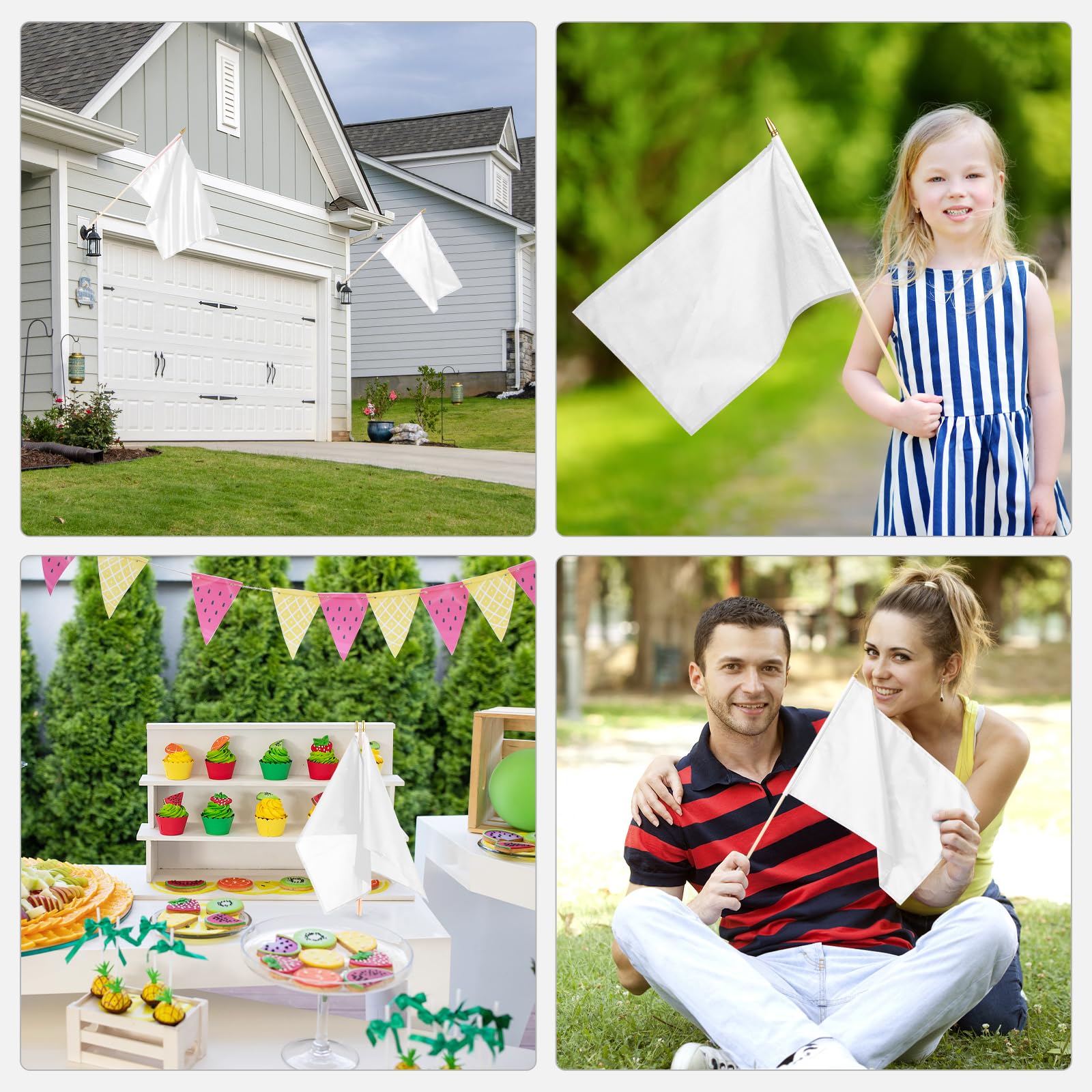 Yingnner pack of 12 white flags, ready for bulk decor projects and events