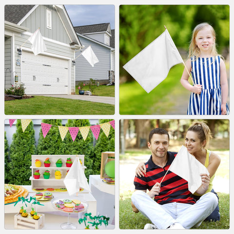 Yingnner pack of 12 white flags, ready for bulk decor projects and events