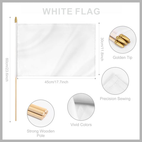 Yingnner wooden pole flag 24 inch, easy to wave during parades and games