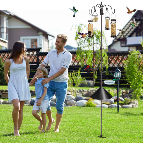 YINGYM 94-inch metal pole assembly provides elevated, versatile bird viewing and feeding