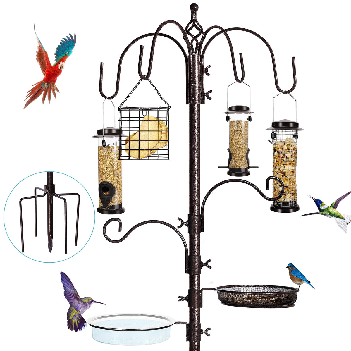 YINGYM 94-inch bird feeding station main pole offers sturdy garden support.