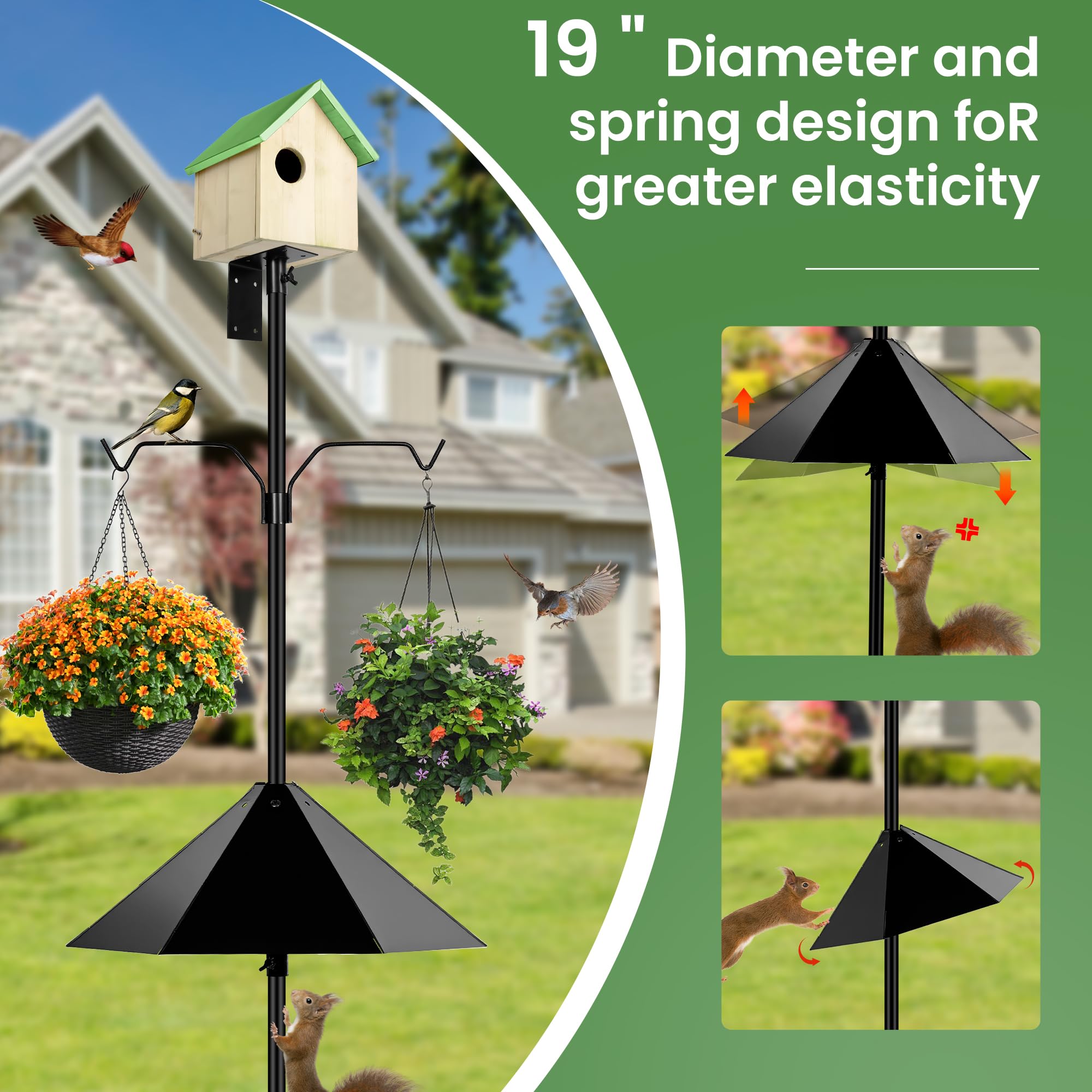 YINGYM 5-prong base provides a sturdy, wind resistant foundation.