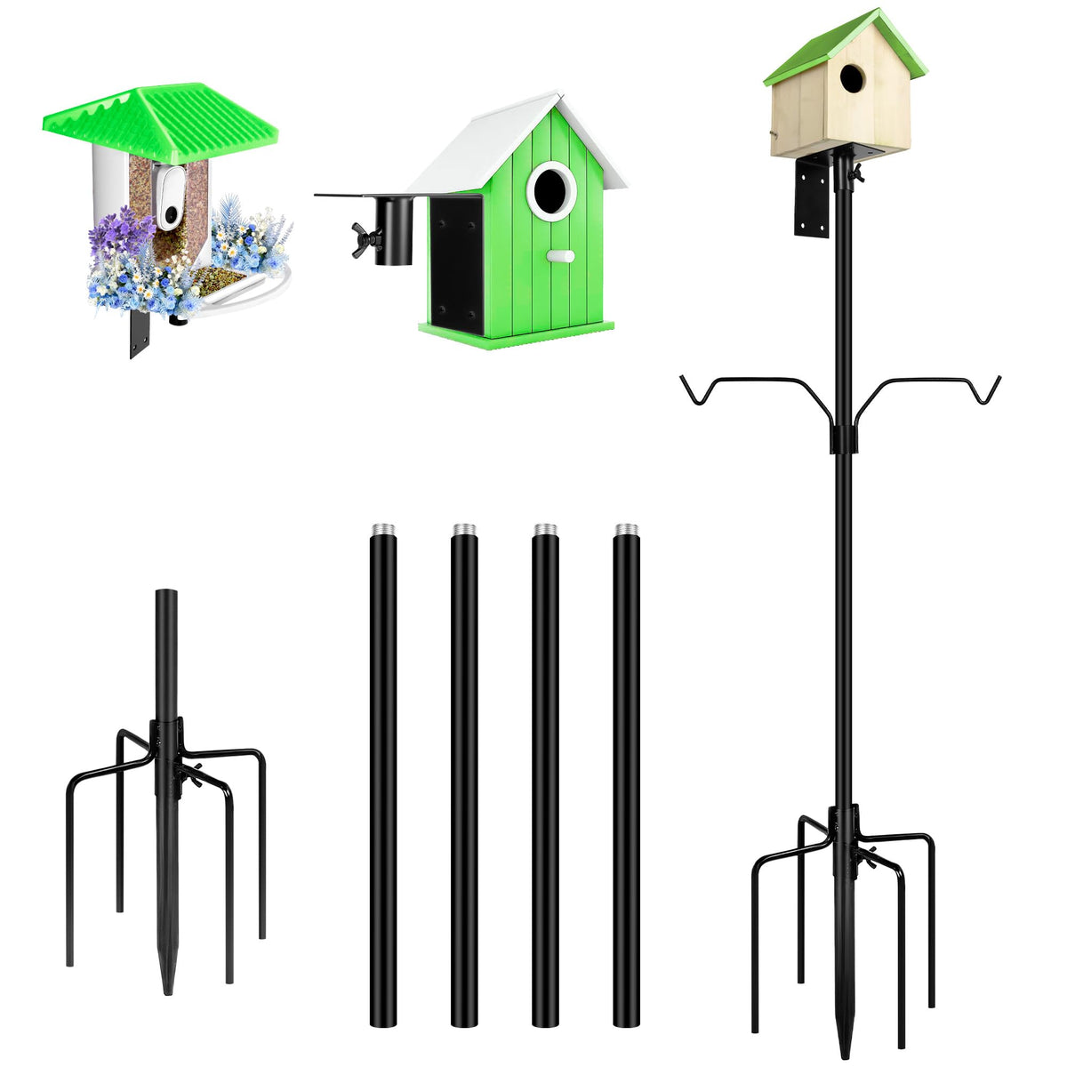YINGYM Bird Feeder Pole shown in full 79-inch height for outdoor stability