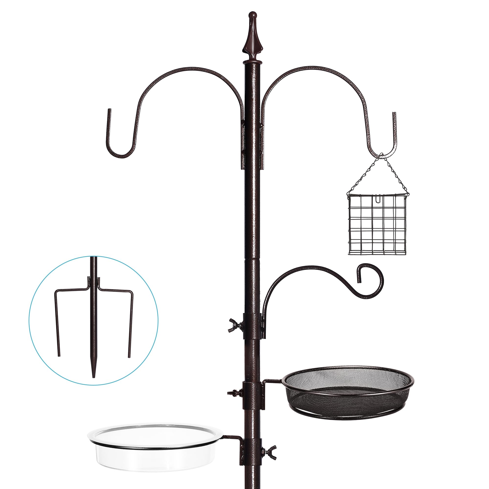 YINGYM bird-feeder-stand-77inch supports multiple accessories to attract local birds.