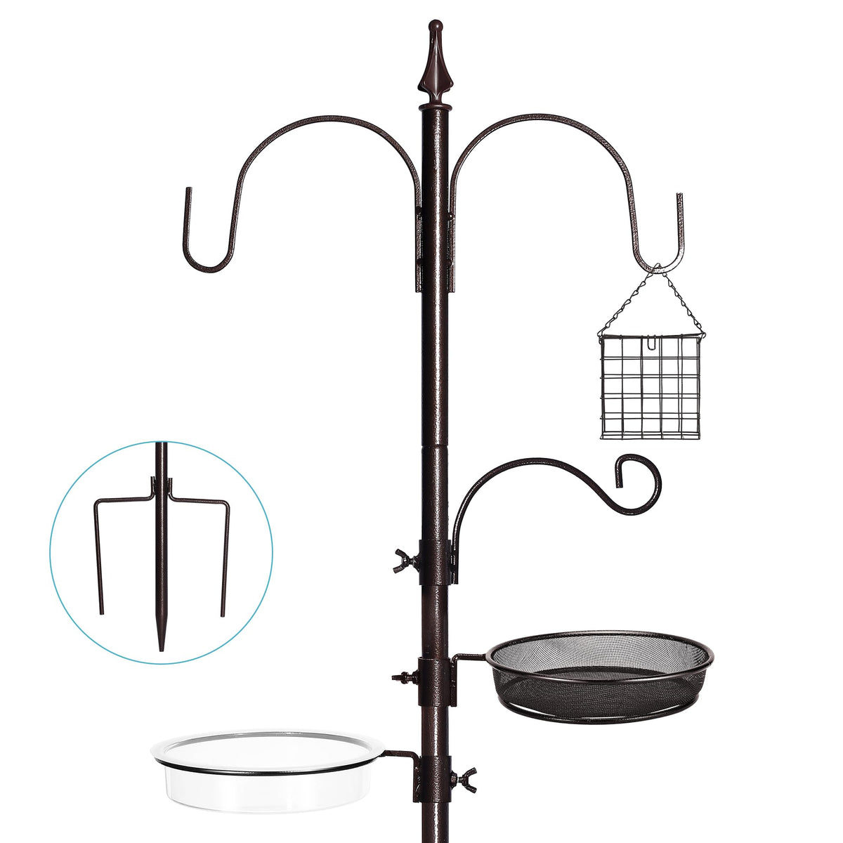 YINGYM bird-feeder-stand-77inch supports multiple accessories to attract local birds.