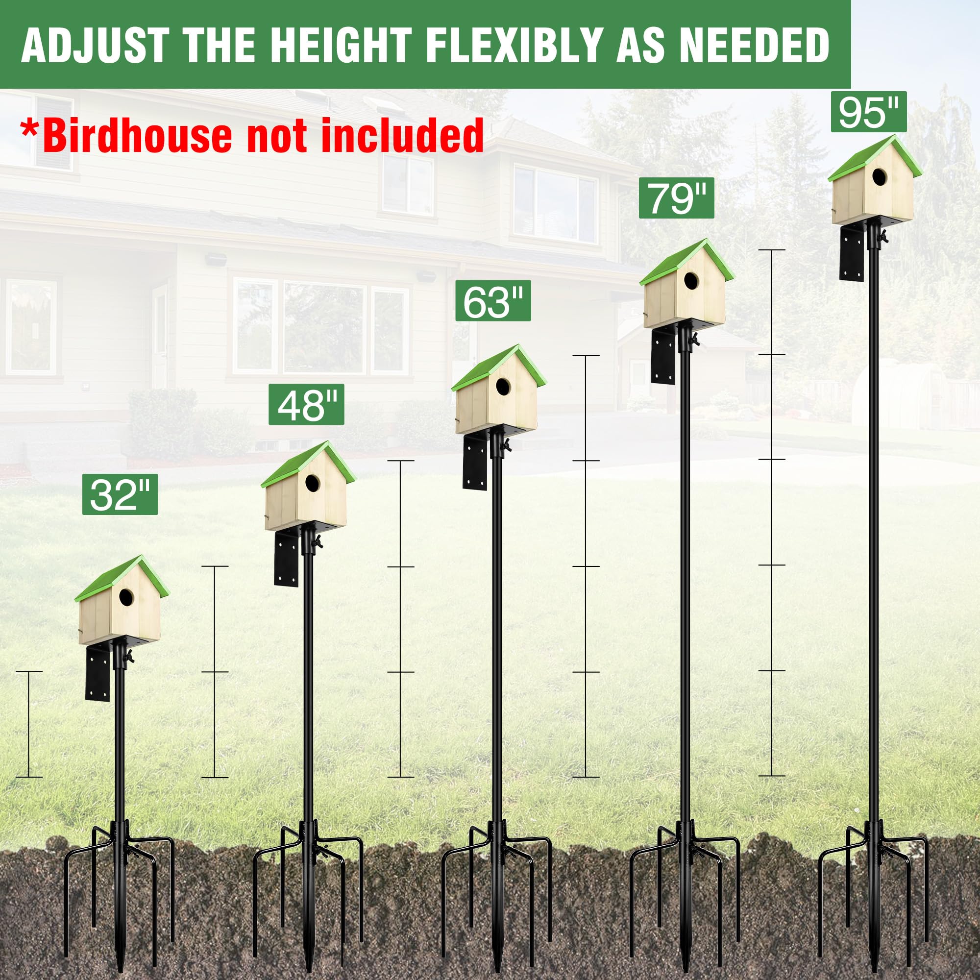 YINGYM Bird House Pole shows top or side mounting platform for versatile feeders