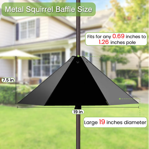 YINGYM weatherproof matte black baffle protects feeders in all weather.