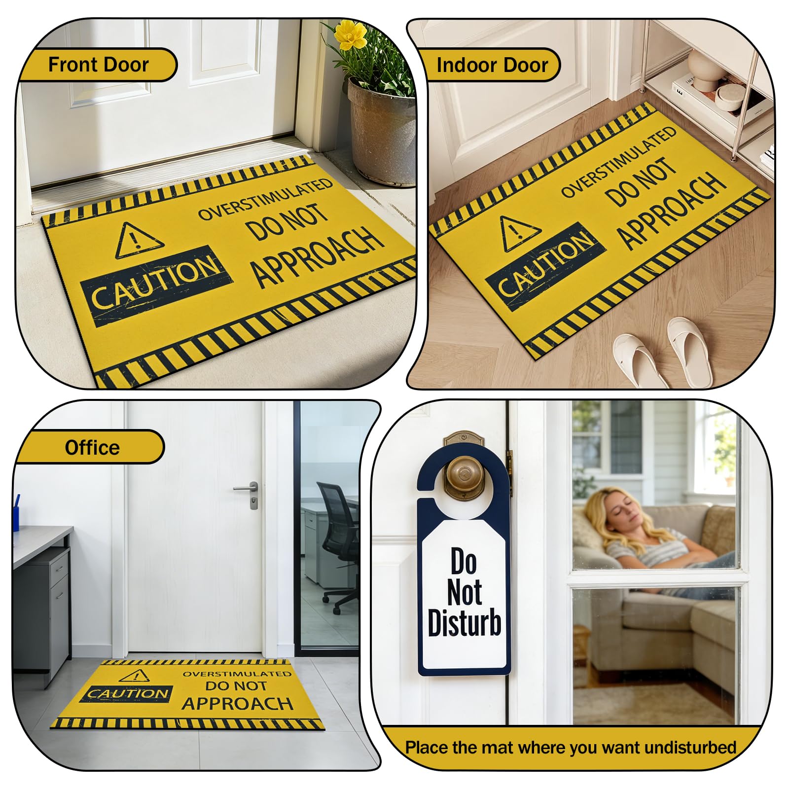 Yinhua bright yellow front door mat adds cheery curb appeal to entryways.