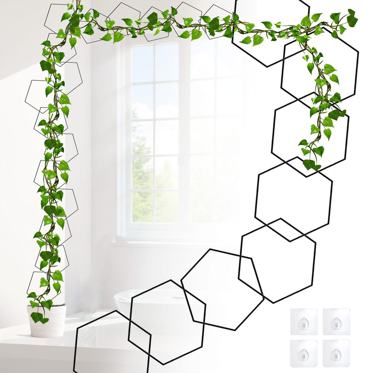 Yinjupu hexagonal rings for indoor plant support and vines