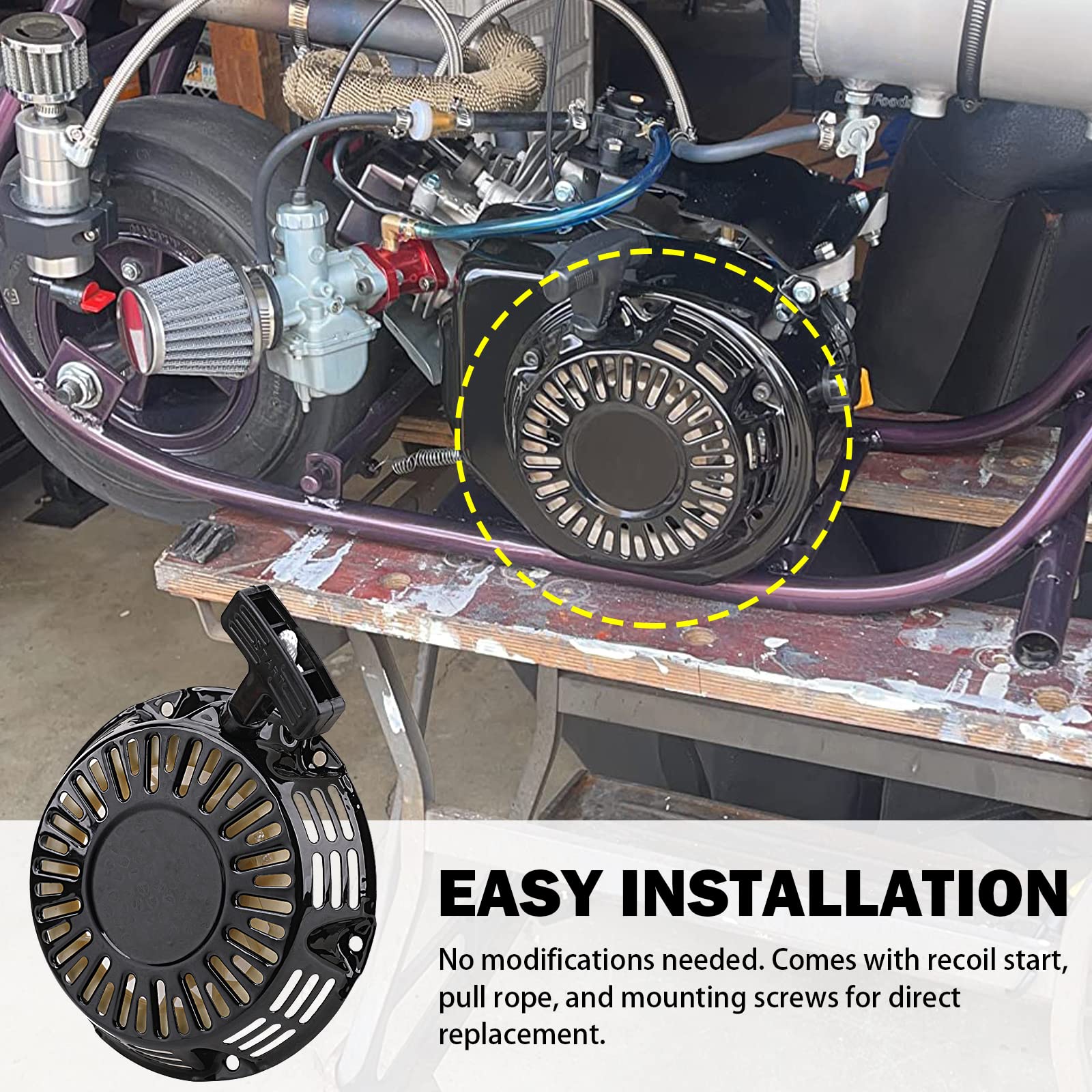 Shows standard bolt pattern alignment for Yinlowa Predator 212 pull start