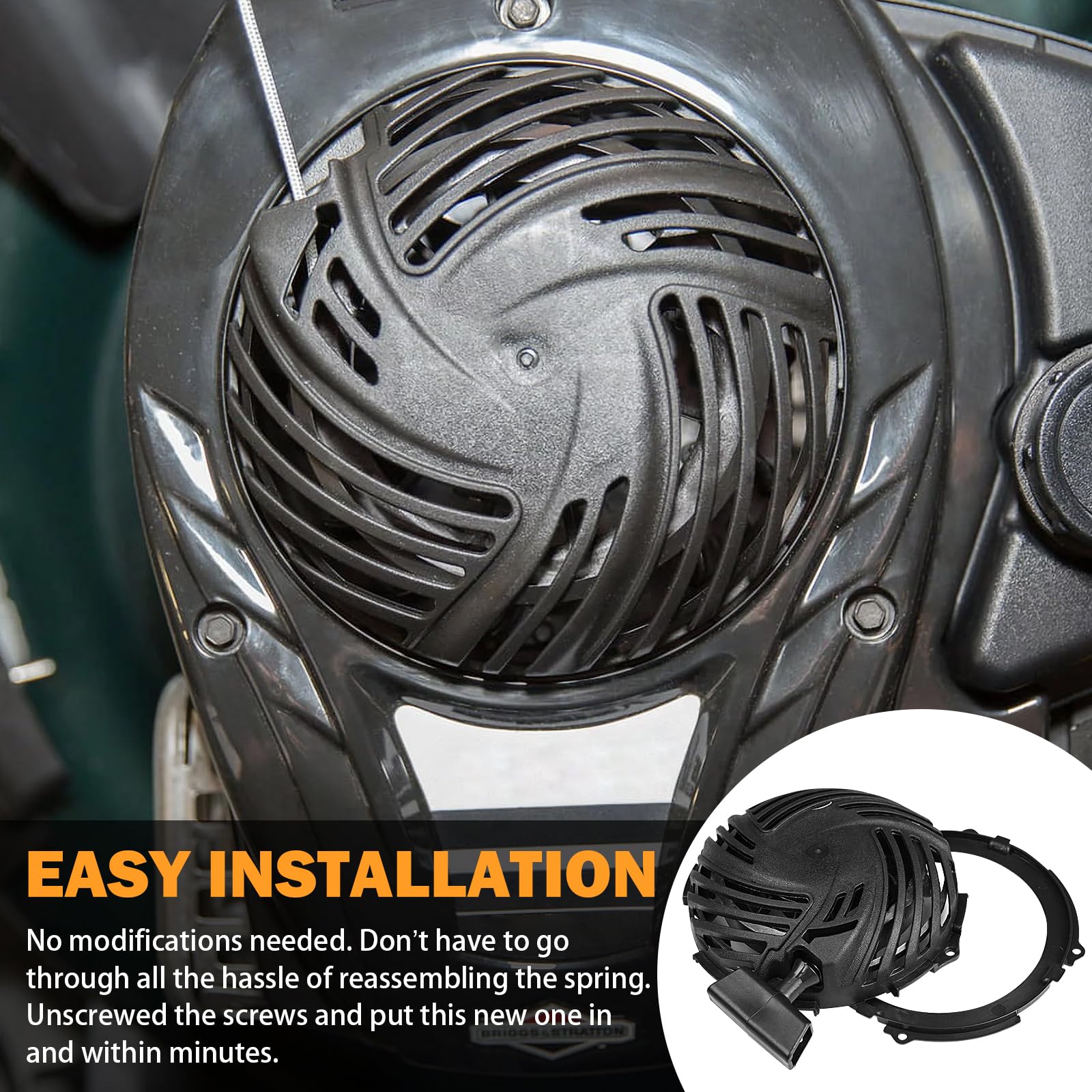 Yinlowa recoil starter for Briggs and Stratton 09P702 with heat treated spring for smooth recoil
