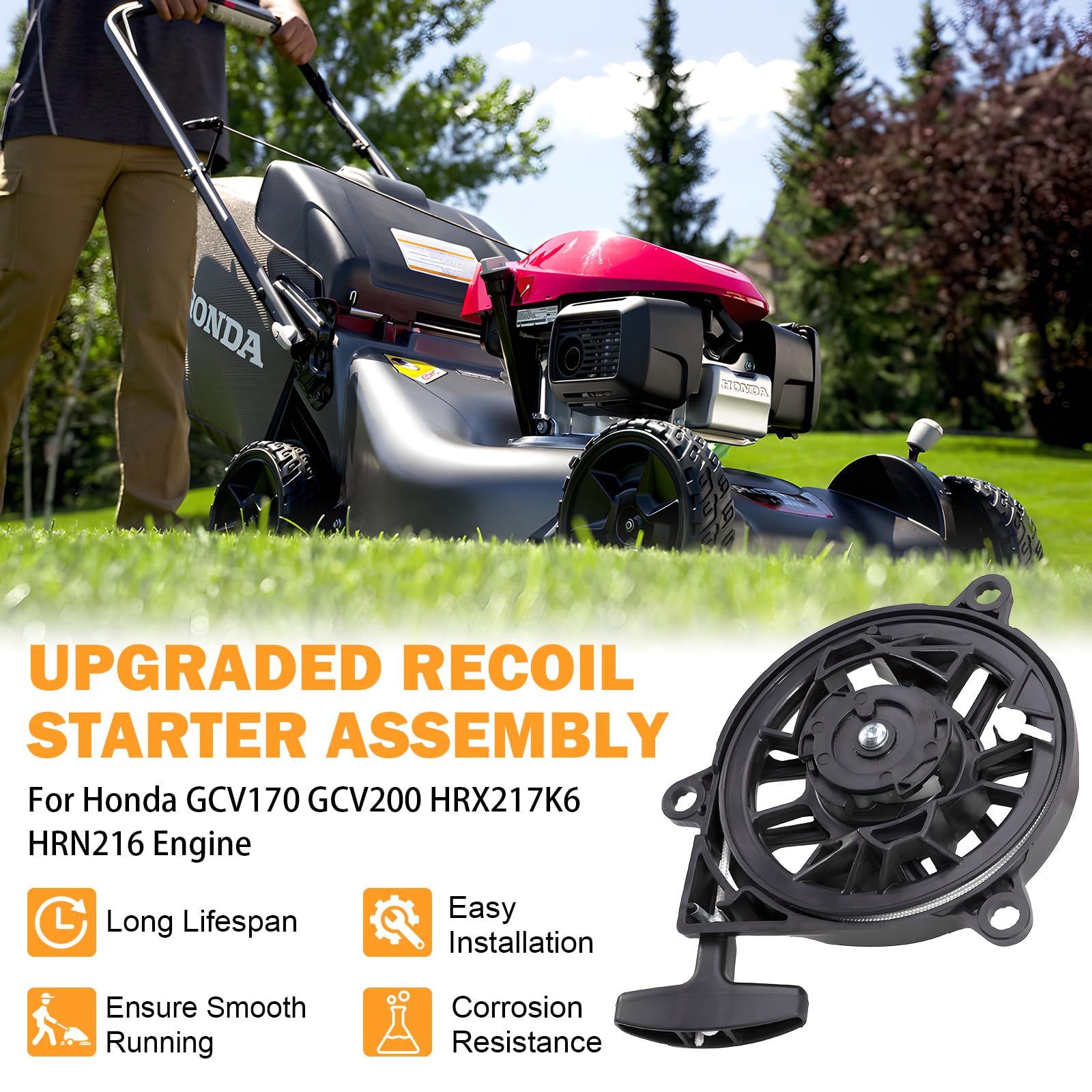 Yinlowa recoil starter for Honda GCV200 delivering reliable starts outdoors