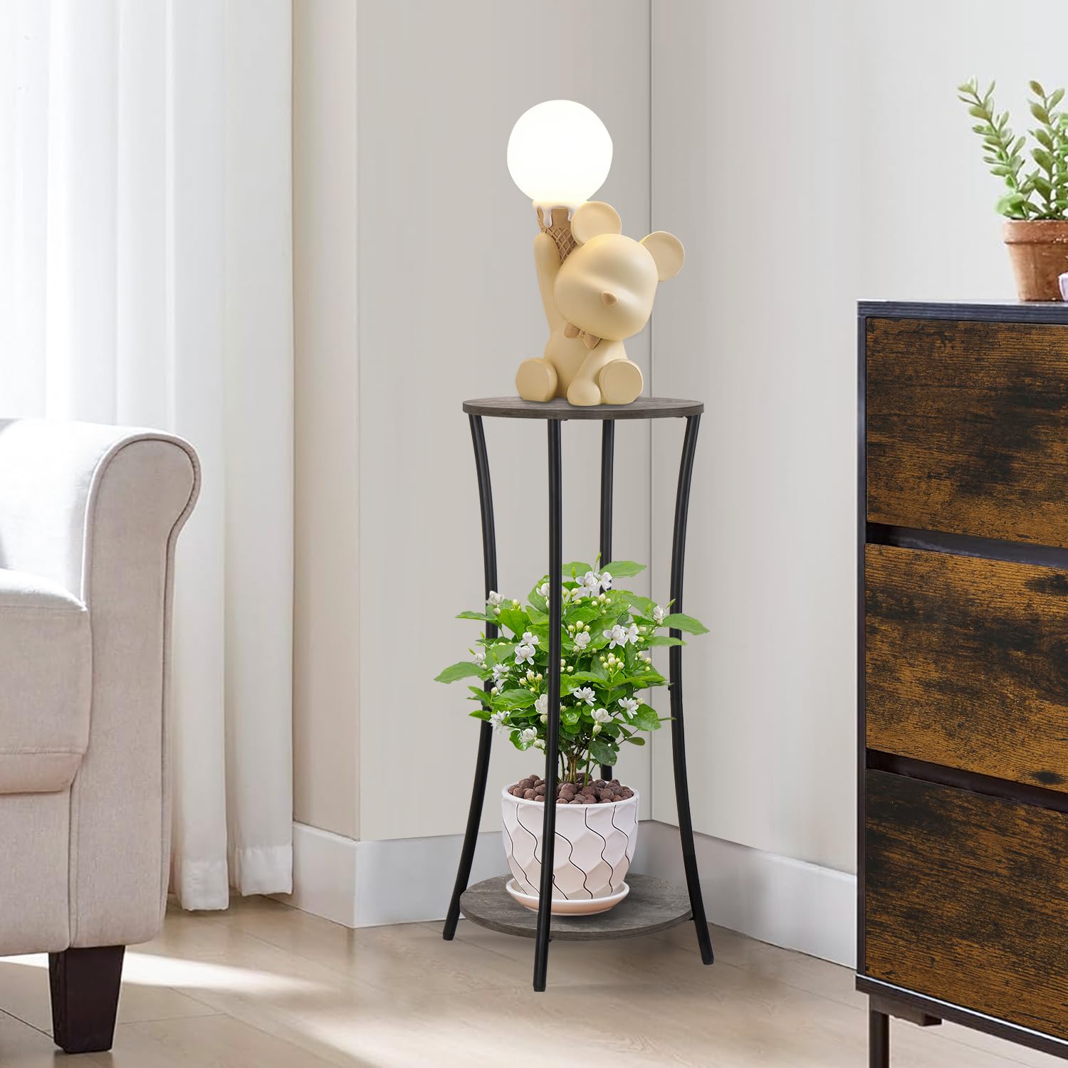 YINMIT corner-friendly shelf fits tight spaces with stylish plant display.