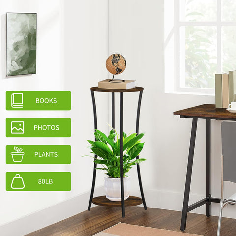 YINMIT two-tier stand showcases multiple pots in a single vertical arrangement.