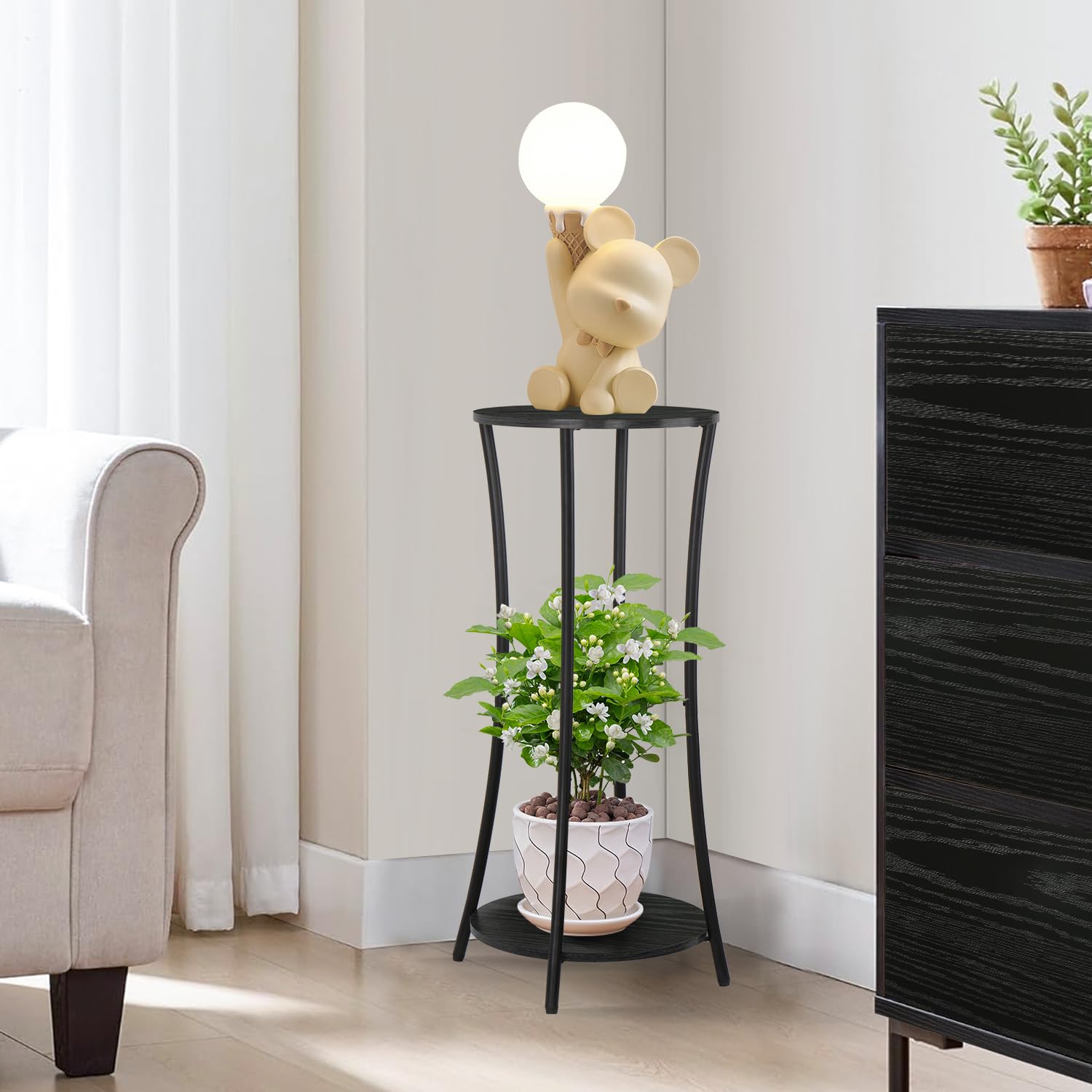 YINMIT round plant stand shelf detail features circular shelves.