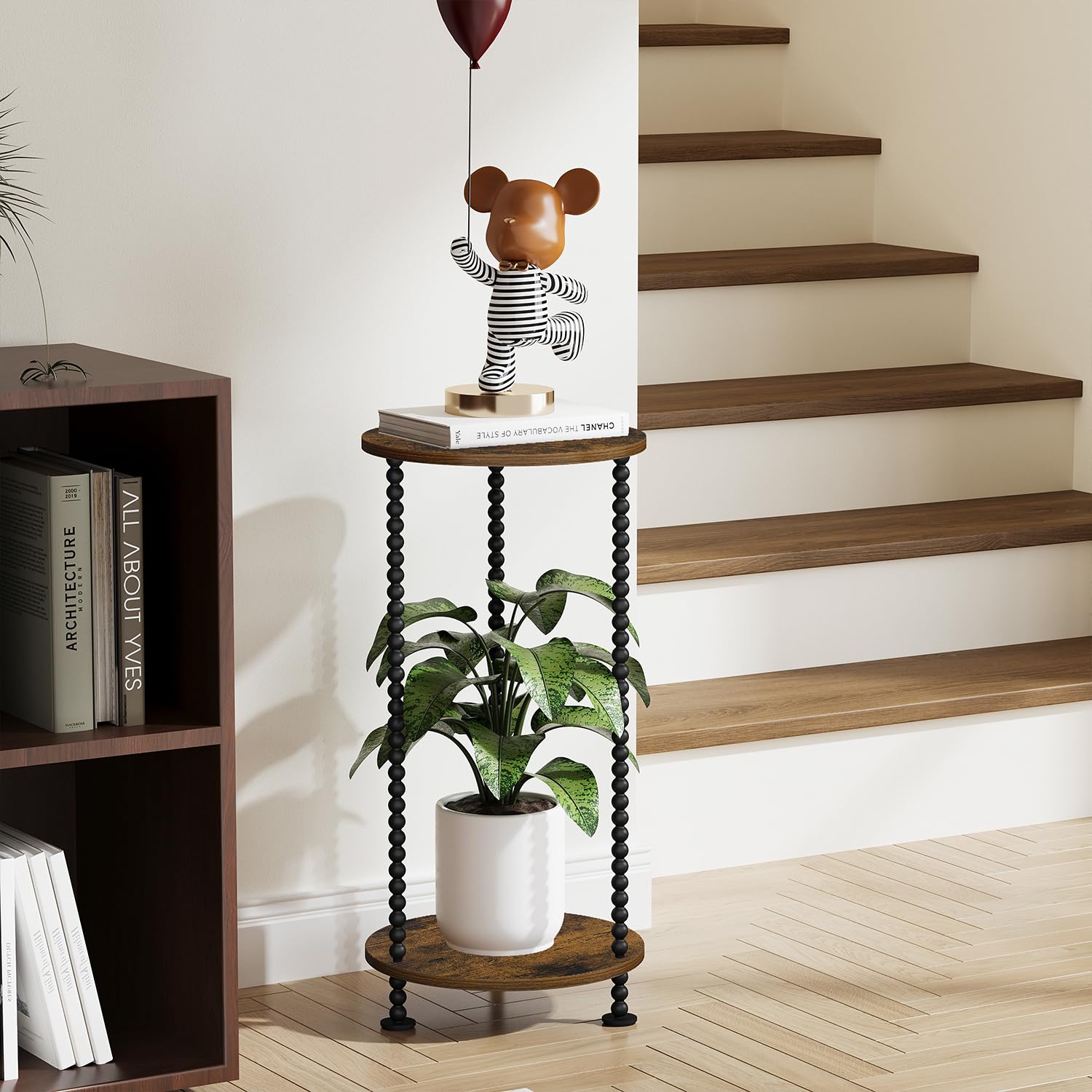 YINMIT stand features vintage spindle legs adding decorative charm to rooms.