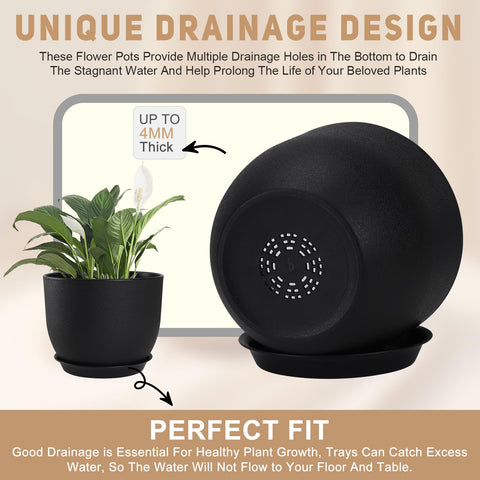 YNNICO lightweight PP plastic plant pot with matte finish.