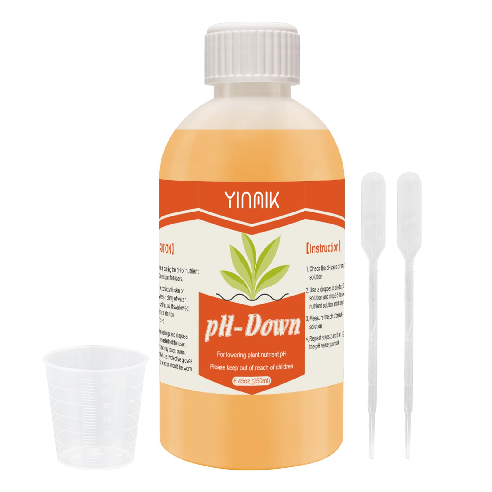 YINMIK pH Down bottle label shown for easy pH control in hydroponics
