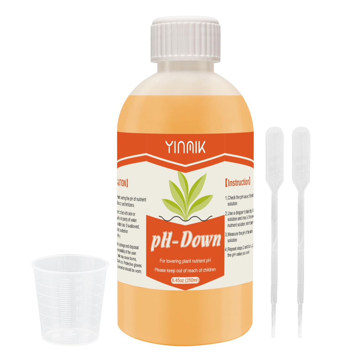 YINMIK pH Down bottle label shown for easy pH control in hydroponics