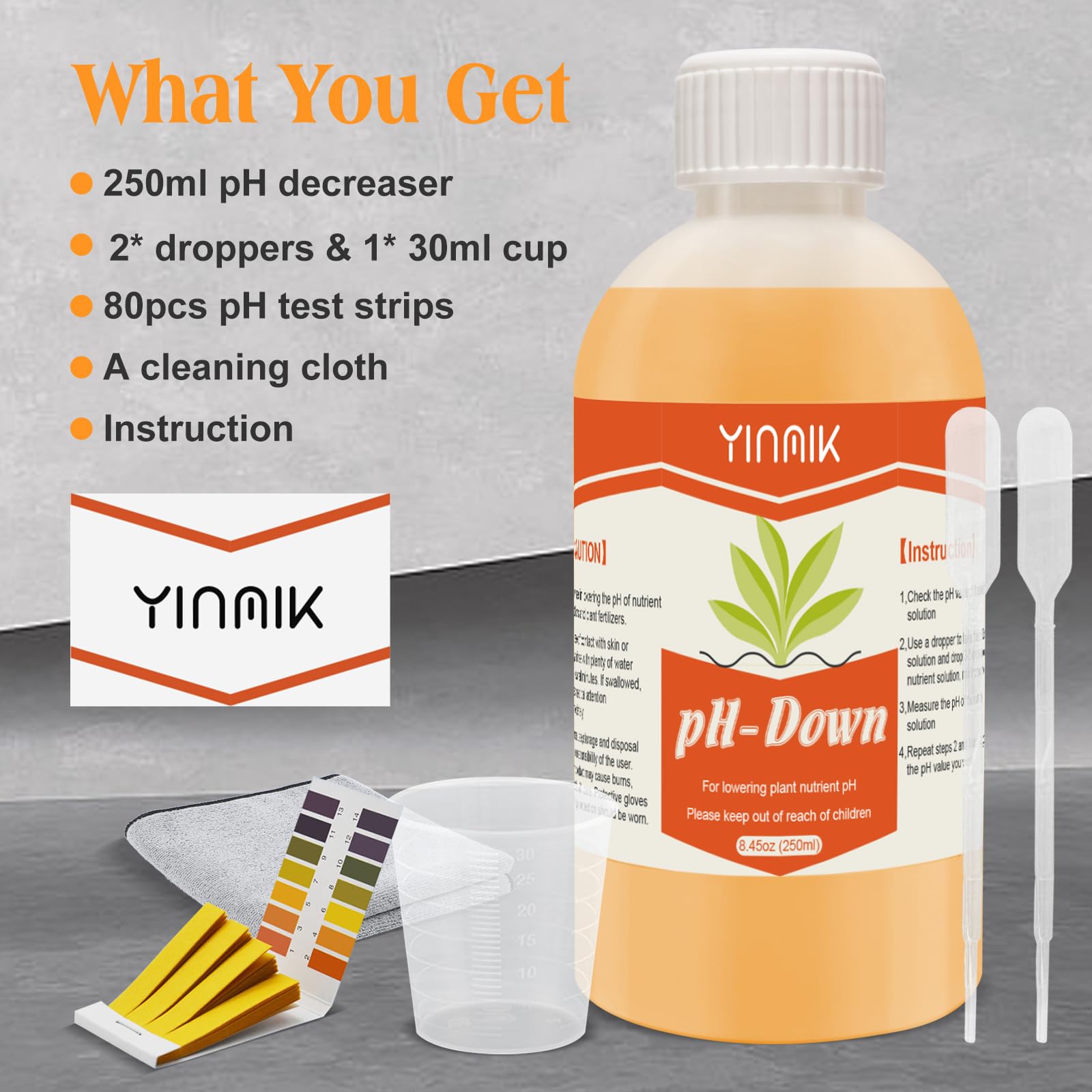 YINMIK pH Down droppers enabling precise dosing for stable nutrient balance