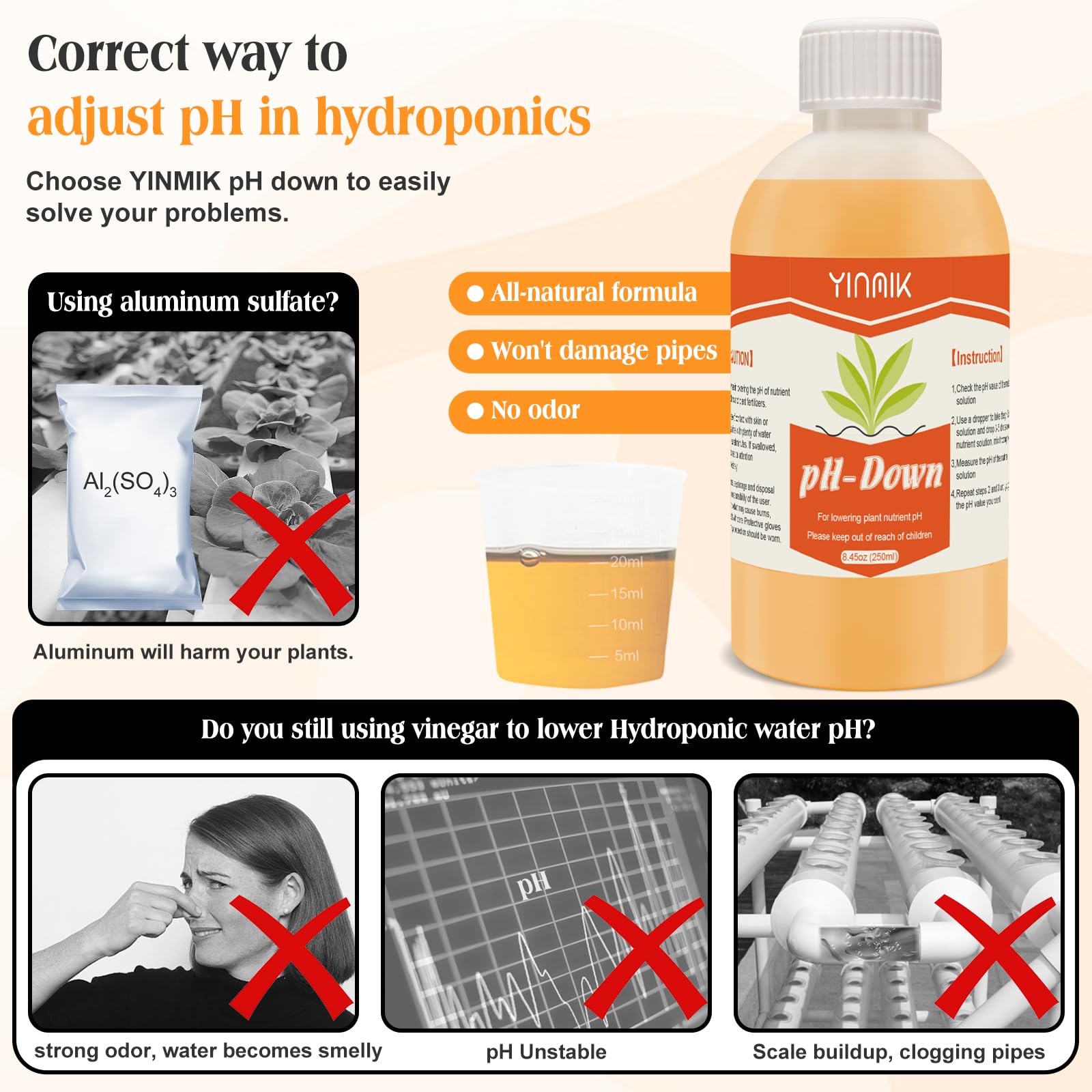 YINMIK pH Down test strips helping monitor solution pH quickly