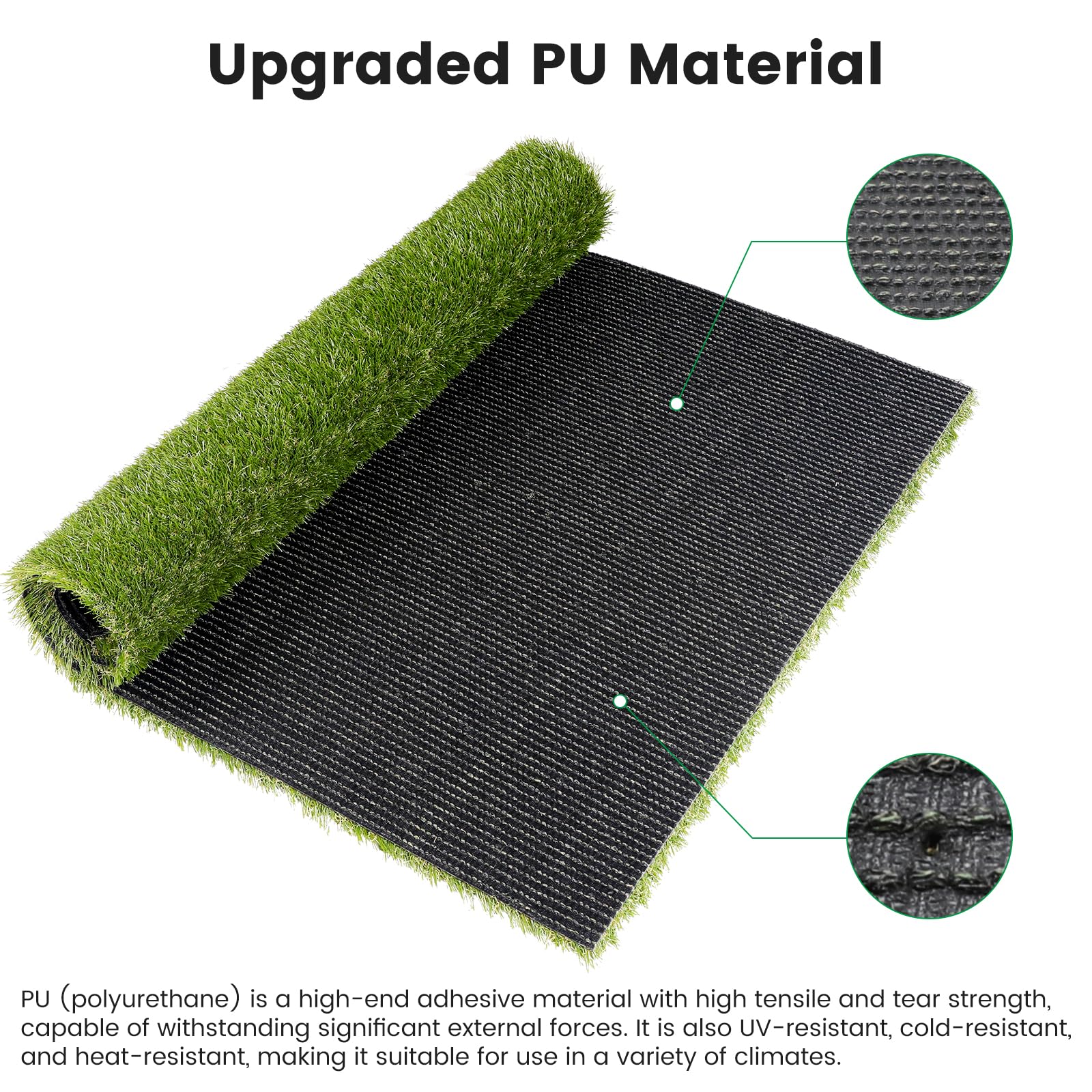 Yinoos grass mat drainage holes aid fast water drainage.