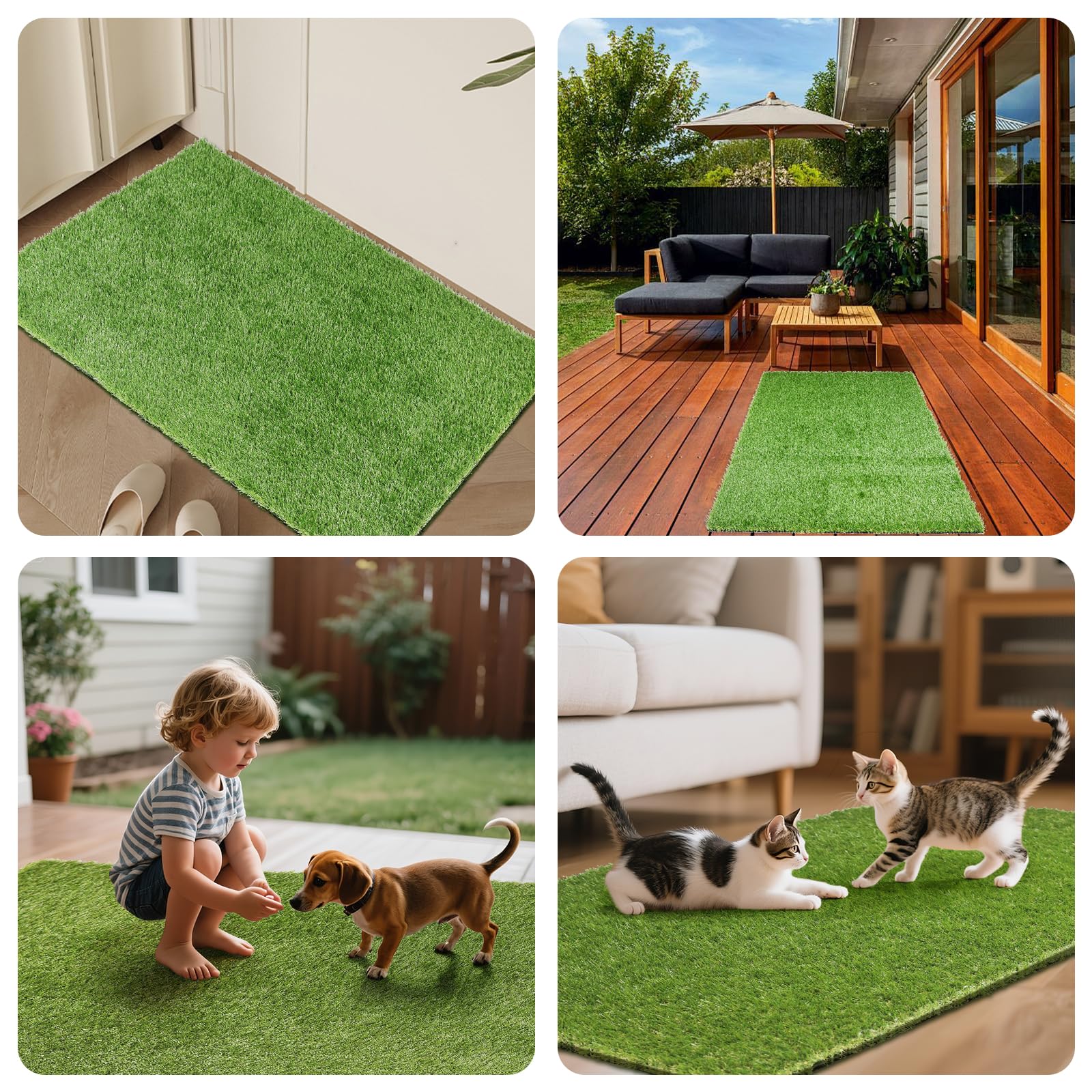 Yinoos grass mat PU rubber backing provides secure grip and drainage.