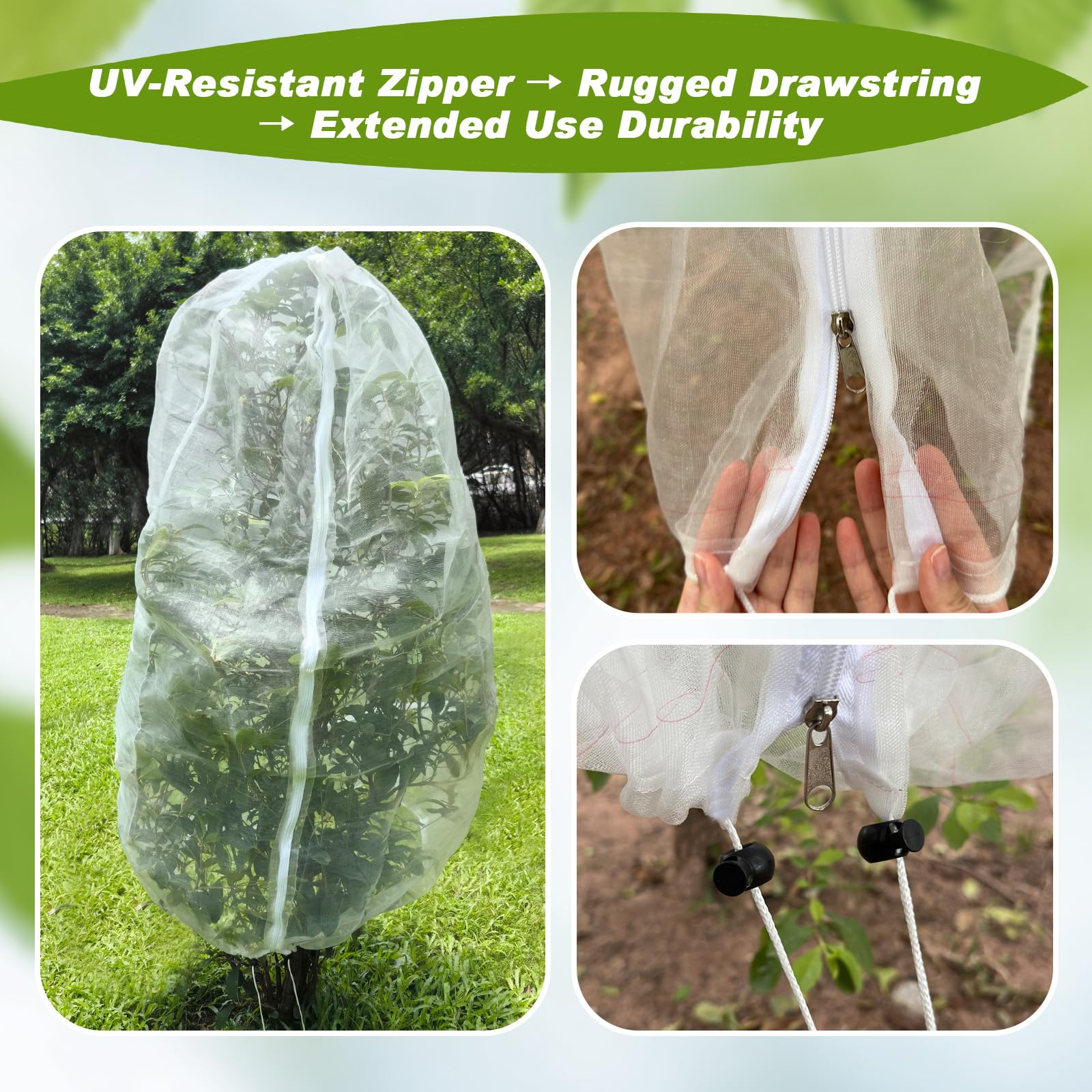 Yiosumseuo side zipper and drawstring for easy fruit picking.