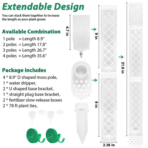 Anti-tip U-shaped base provides stable support for indoor vines.