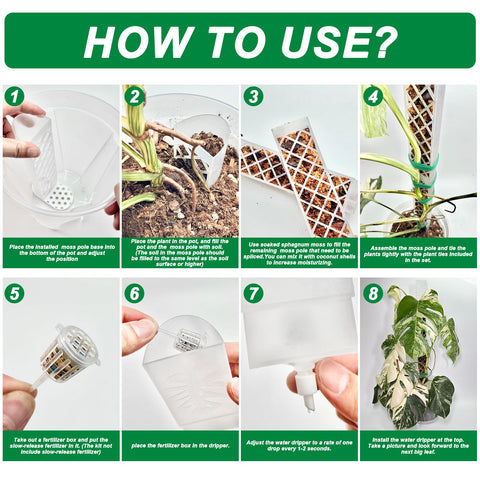 Water dripper helps maintain consistent moisture near aerial roots.