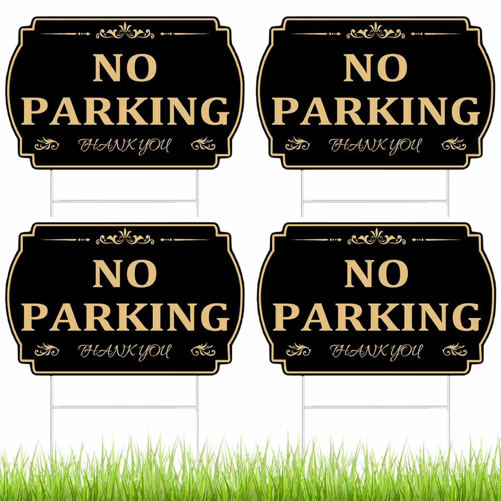 Yiqiying no parking sign 12x8 with pole for clear lawn visibility