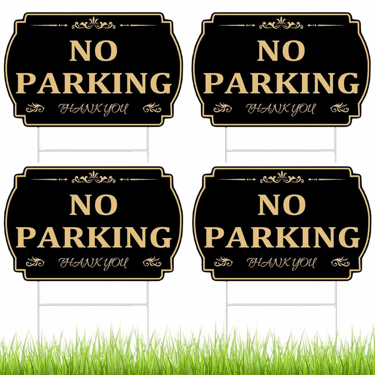 Yiqiying no parking sign 12x8 with pole for clear lawn visibility
