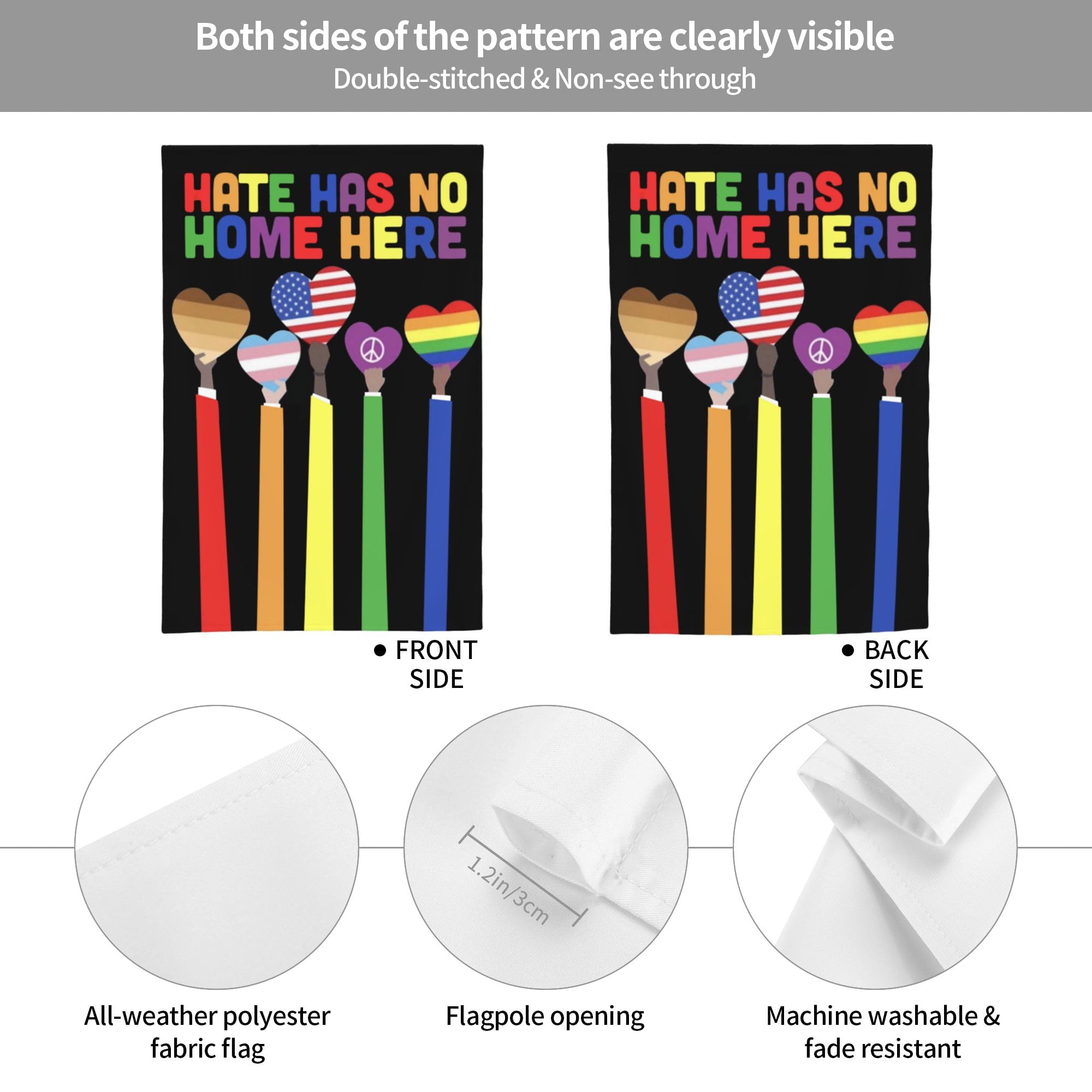 YISDZSW Pride garden flag showing textured polyester for durability