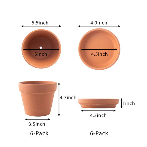 Yishang 6-pack large clay pots with durable packaging protecting plants during shipping